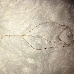 3 Part Gold Necklace with Crystal Detailing